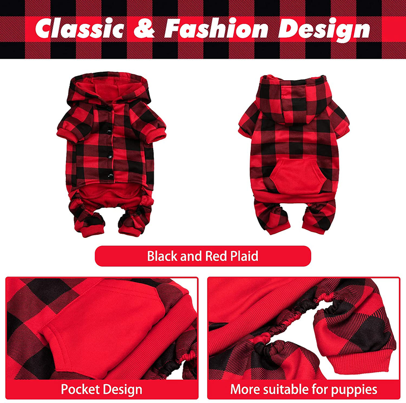 PUPTECK Christmas Plaid Dog Hoodie - Soft Warm Pet Sweaters Dog Fleece Lining Vest Clothes with Hat for Small Medium Dogs Autumn and Witner Wearing Animals & Pet Supplies > Pet Supplies > Dog Supplies > Dog Apparel PUPTECK   