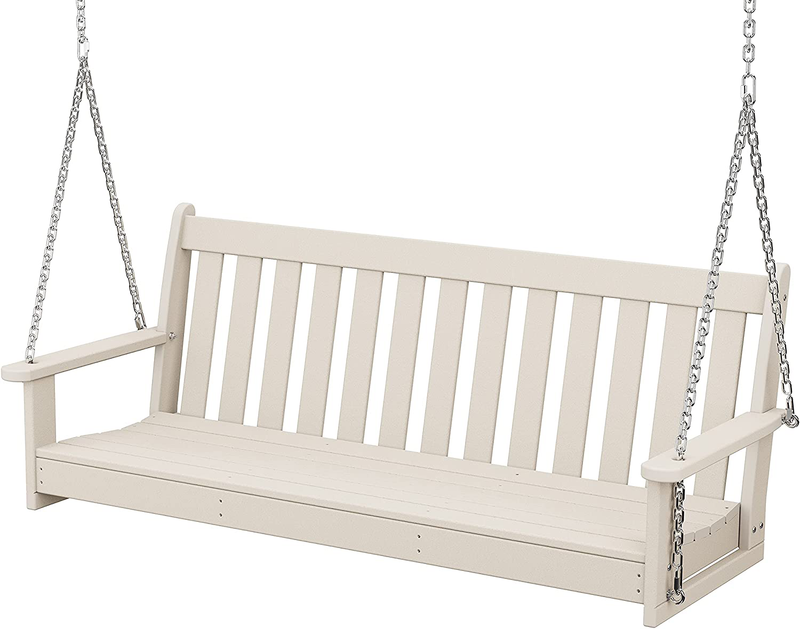POLYWOOD Vineyard Swing, Black Home & Garden > Lawn & Garden > Outdoor Living > Porch Swings POLYWOOD Sand Swing 
