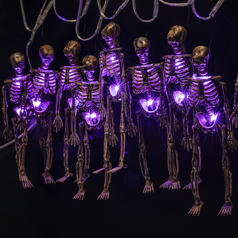 Halloween Decoration Lights, Skeleton Skull Spooky String Lights 20 LEDs 8 Modes Waterproof Battery Operated Lights with Remote Control for Halloween Party Porch Fireplace Decor (Warm Yellow) Arts & Entertainment > Party & Celebration > Party Supplies Hiboom Purple  