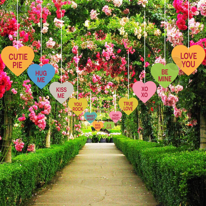 Outdoor Valentines Day Decorations Sign - Pack of 12 | Eco Friendly Felt Heart Decorations for outside | Valentines Yard Decorations | Valentines Day Outdoor Lawn Décor | Valentine Tree Decorations Home & Garden > Decor > Seasonal & Holiday Decorations KatchOn   