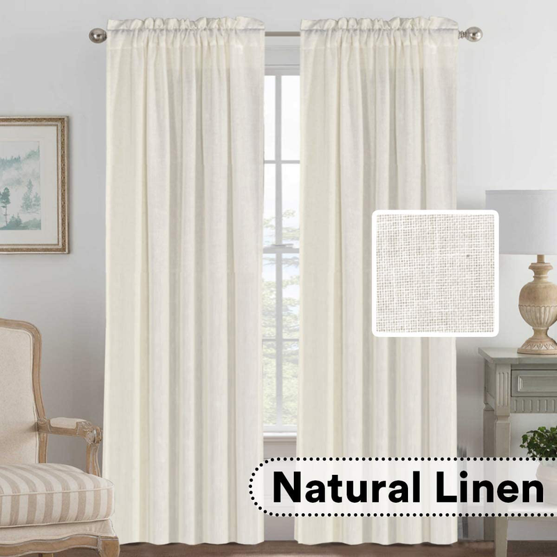 Linen Curtains Light Filtering Privacy Protecting Panels Premium Soft Rich Material Drapes with Rod Pocket, 2-Pack, 52 Wide x 96 inch Long, Natural Home & Garden > Decor > Window Treatments > Curtains & Drapes H.VERSAILTEX Ivory 52"W x 84"L 