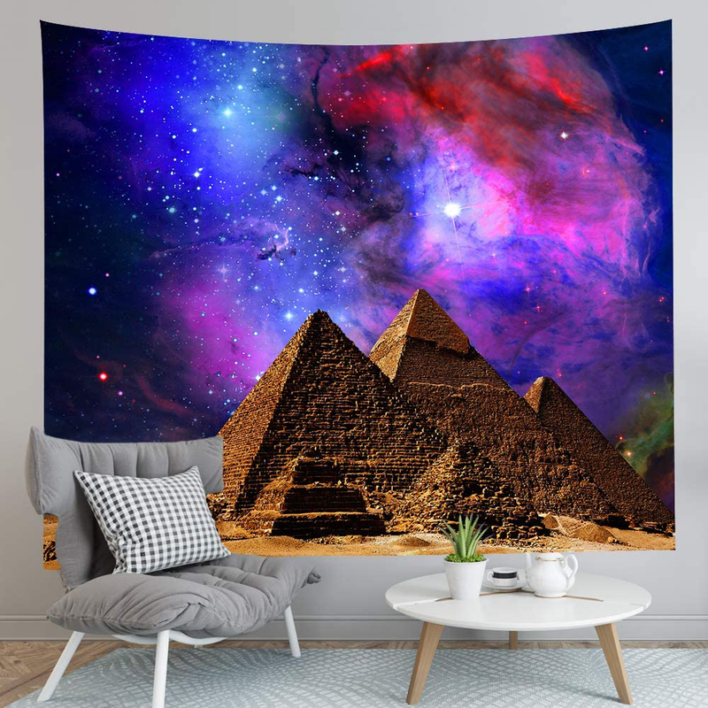 DBLLF Sacred Pyramid Tapestry Egypt Travel Tapestry Starry Sky Tapestry,Queen Size 80"x60" Flannel Art Tapestries,for Living Room Dorm Bedroom Home Decorations DBZY331 Home & Garden > Decor > Artwork > Decorative TapestriesHome & Garden > Decor > Artwork > Decorative Tapestries DBLLF   
