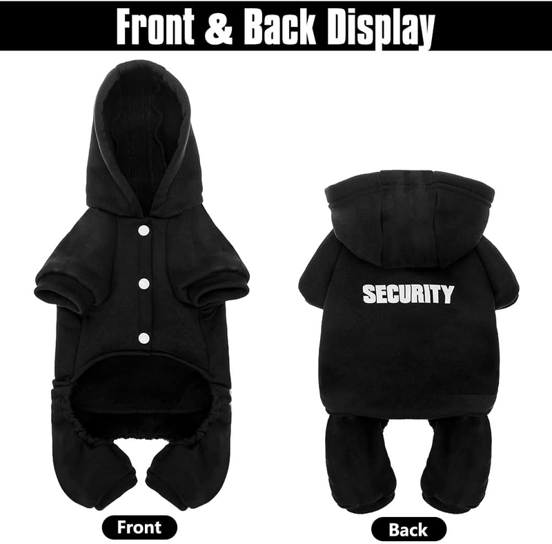 Puppy Dog Sweatshirt Hoodies - Security Patterns Printed Black Warm Hoodie for Small to Medium Dogs - Pet Dog Sport Apparel with White Stripe Animals & Pet Supplies > Pet Supplies > Dog Supplies > Dog Apparel BINGPET   