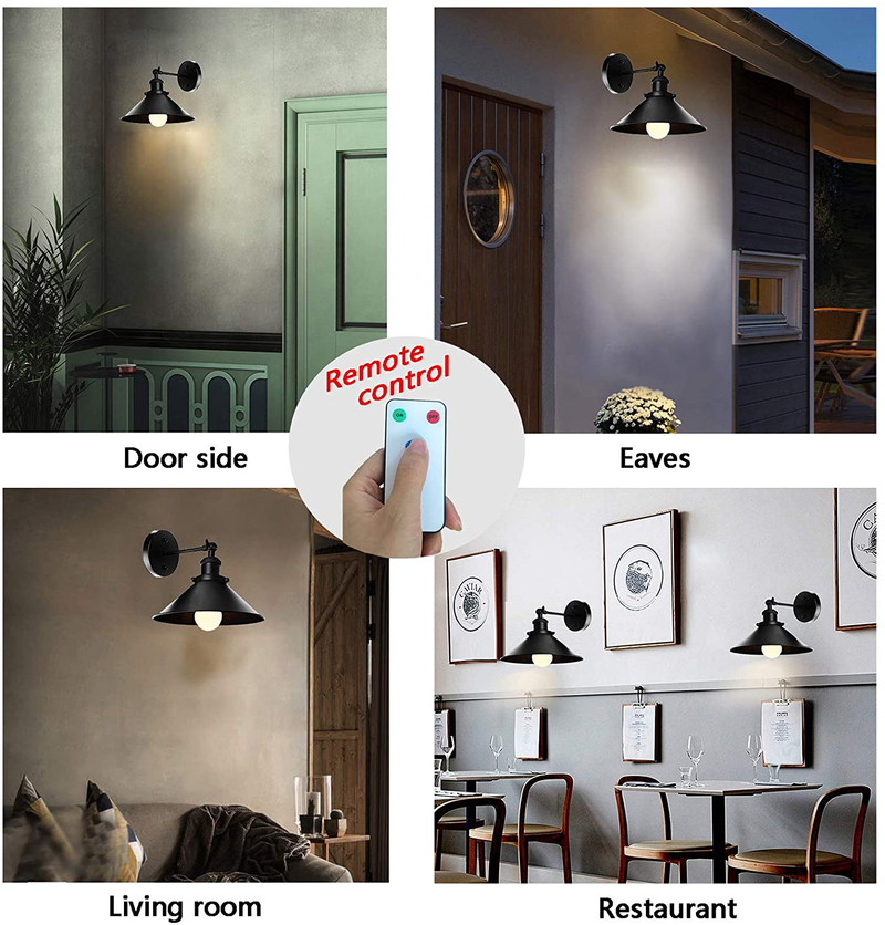 Civaza 2 Light Black Wall Sconces Adjustable Swing Arm Wall Lamp, Led Remote Control Battery Operated Indoor Wireless Dimmable Wall Mount Light Fixture for Loft Bedroom, Battery Light Bulb Included Home & Garden > Lighting > Lighting Fixtures > Wall Light Fixtures KOL DEALS   