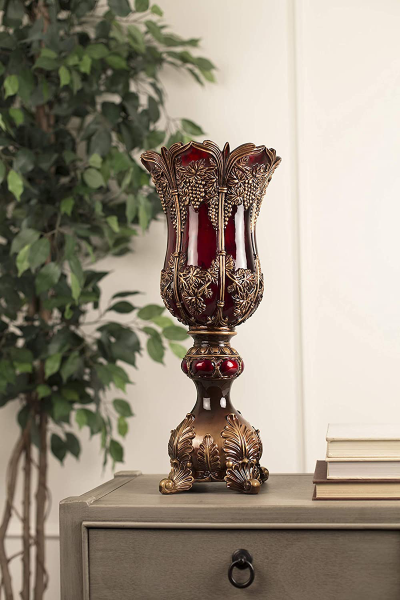 OK Lighting Decorative Vase, Ruby Red