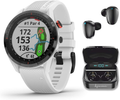 Garmin Approach S62 Premium GPS White Golf Watch with Wearable4U White Earbuds with Charging Power Bank Case Bundle Sporting Goods > Outdoor Recreation > Winter Sports & Activities Wearable4U White Watch + Black EarBuds  