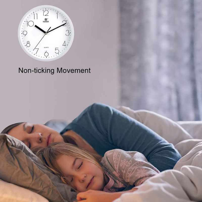 LAIGOO 10 Inch Modern Wall Clock, Decorative Non-Ticking Silent Wall Clock Battery Operated Analog Clock Round for Bedroom, Kitchen, School, Office (White) Home & Garden > Decor > Clocks > Wall Clocks LAIGOO   