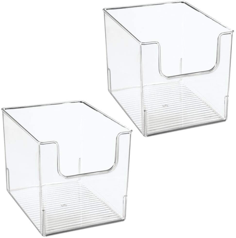 mDesign Modern Stackable Plastic Open Front Dip Storage Organizer Bin Basket for Kitchen Organization - Shelf, Cubby, Cabinet, and Pantry Organizing Decor - Ligne Collection - 2 Pack - Clear Home & Garden > Decor > Seasonal & Holiday Decorations mDesign   