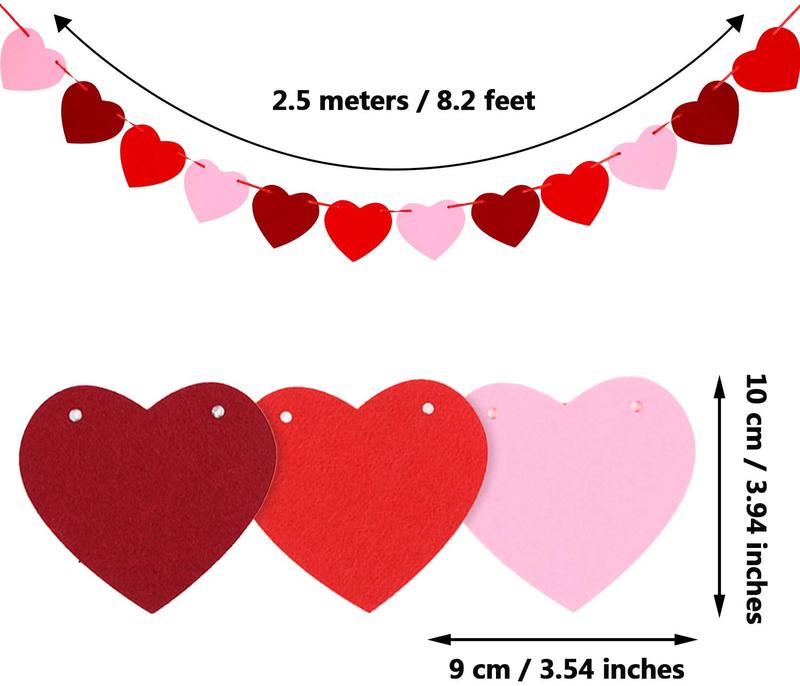 Tatuo 4 Sets Valentine'S Day Heart Banners Felt Heart Garlands Holiday Hanging Decorations for Wedding Party Birthday Supplies (4) Arts & Entertainment > Party & Celebration > Party Supplies Tatuo   