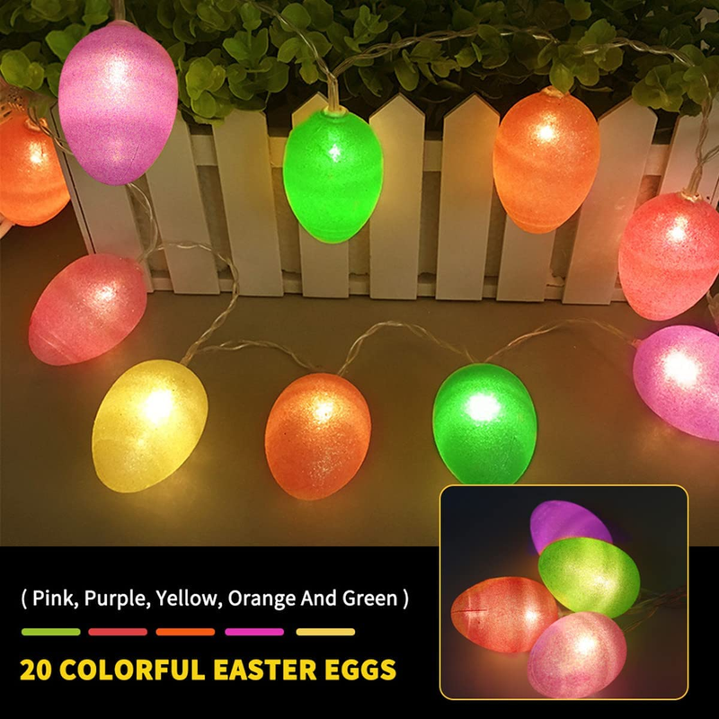 MZD8391 10Ft 20 Easter Eggs LED String Lights, Battery Operated Fairy String Lights Easter Decorations for Easter Decoration Home Tree Banister Party