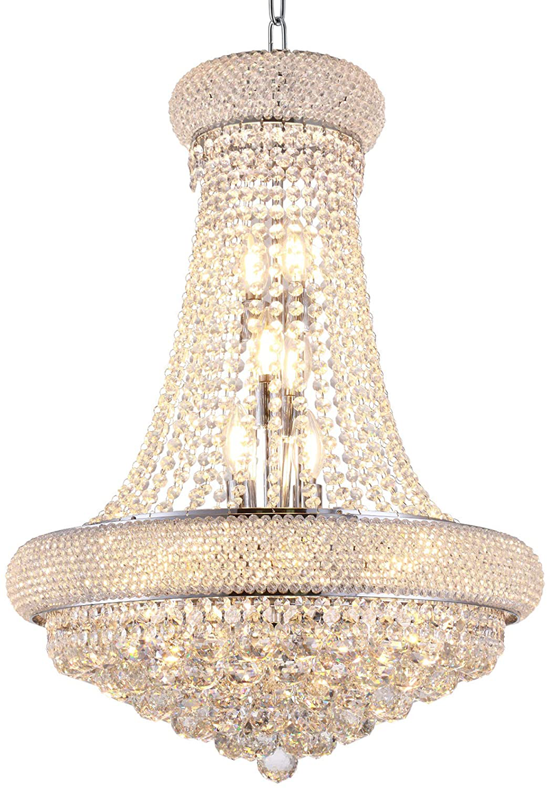 Crystal Chandelier Lighting for Dining Room Modern Luxury K9 Bedroom Crystal Chandeliers Ceiling Light French Empire Crystal Chandelier Gold 9 Lights Home & Garden > Lighting > Lighting Fixtures > Chandeliers OSAQI Silver 12 Lights 