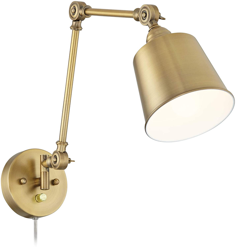 Mendes Modern Swing Arm Adjustable Wall Lamps Set of 2 Antique Brass Plug-In Light Fixture up down Metal Shade for Bedroom Bedside House Reading Living Room Home Hallway Dining - 360 Lighting Home & Garden > Lighting > Lighting Fixtures > Wall Light Fixtures KOL DEALS   
