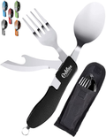 Orblue 4-In-1 Camping Utensils, 2-Pack, Portable Stainless Steel Spoon, Fork, Knife & Bottle Opener Combo Set - Travel, Backpacking Cutlery Multitool Sporting Goods > Outdoor Recreation > Camping & Hiking > Camping Tools Orblue Boundless Black  