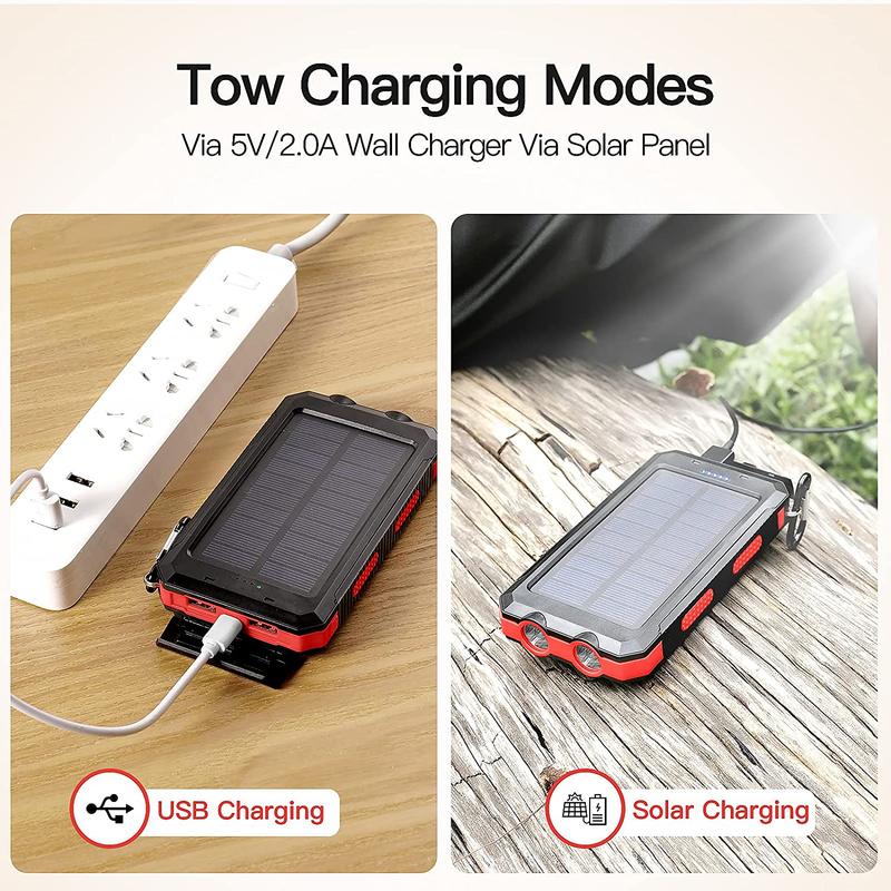 Solar Charger 20000Mah, Suscell Portable Solar Power Bank for Cell Phone, Dual 5V/2.1A USB Ports Output, 2 Led Flashlight, Perfect for Outdoor Activities, Compatible with Smartphones and Other Devices Sporting Goods > Outdoor Recreation > Camping & Hiking > Tent Accessories Suscell   