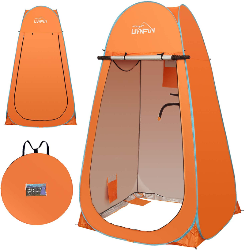 LUVNFUN 6.9 FT Pop up Camping Shower Tent, Portable Changing Room Privacy Shelter Tent for Outdoor Camping Toilet with Carrying Bag, Extra Tall Sporting Goods > Outdoor Recreation > Camping & Hiking > Portable Toilets & Showers LUVNFUN Orange  