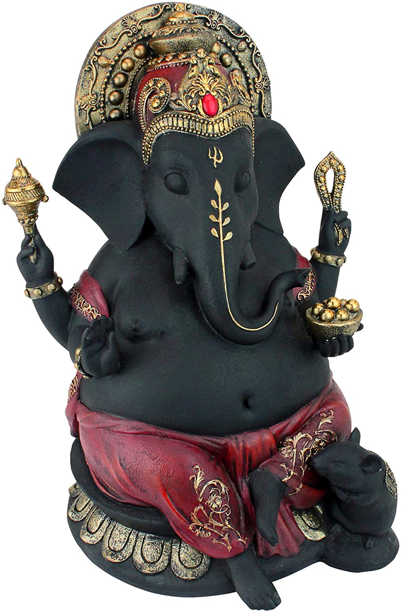 Design Toscano QS29200 Standing Lord Ganesha on Lotus Flower Hindu Elephant God Statue Candle Holder, 10 Inch, Black, Red and Gold Home & Garden > Decor > Home Fragrance Accessories > Candle Holders Design Toscano Sitting  