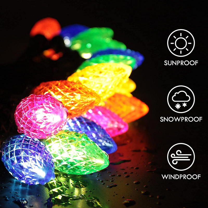 Extendable 2-Pack 66FT 100 Count C9 Christmas Lights Outdoor/Indoor, Waterproof Green Wire Plug in String Lights for Xmas Tree Garden Patio Wedding Party Decoration (Multicolor) Home & Garden > Decor > Seasonal & Holiday Decorations& Garden > Decor > Seasonal & Holiday Decorations Zhongshan MLS Electronics Co., LTD.   