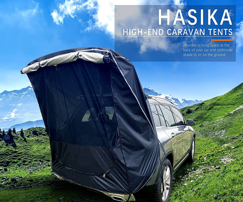 Tailgate Shade Awning Tent for Car Travel Small to Mid Size SUV Waterproof 3000MM Black (Small)