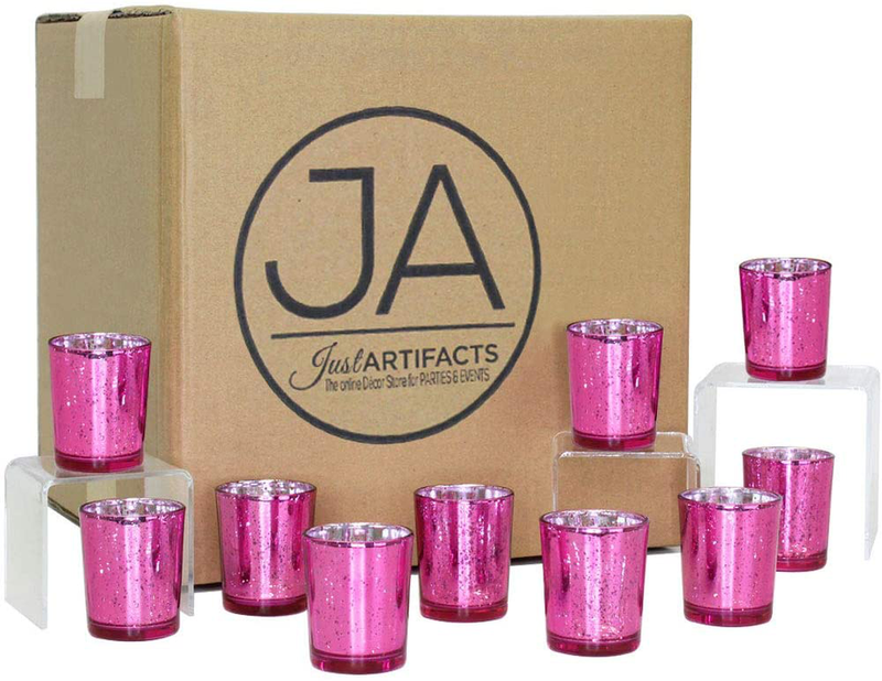 Just Artifacts 2.75-Inch Speckled Mercury Glass Votive Candle Holders (100pcs, Silver) Home & Garden > Decor > Home Fragrance Accessories > Candle Holders Just Artifacts Fuchsia  