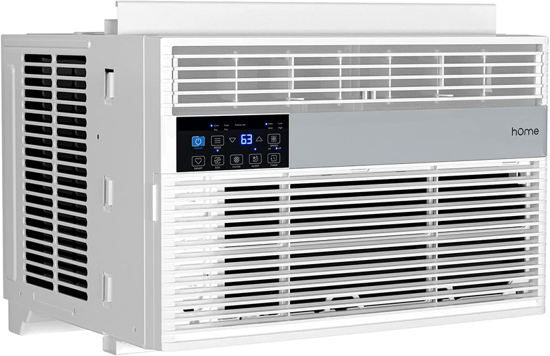 hOmelabs 8,000 BTU Window Air Conditioner with Smart Control – Low Noise AC Unit with Eco Mode, LED Control Panel, Remote Control, and 24 hr Timer