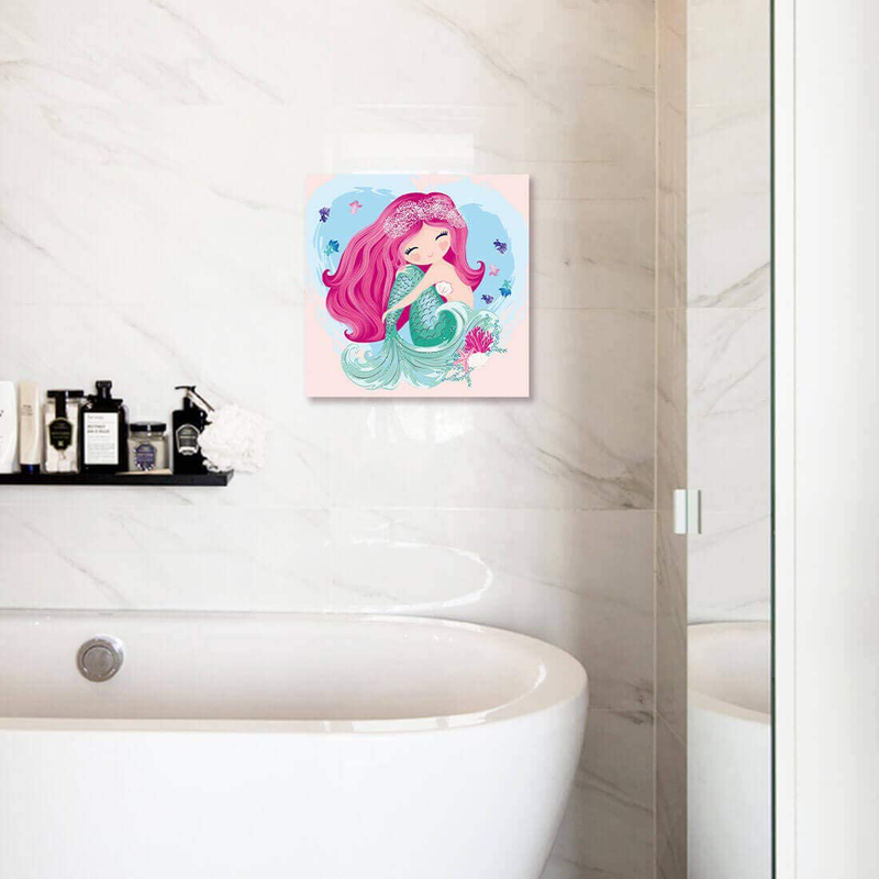 The Little Mermaid Pink Home Decor Canvas Framed Wall Art for Bedroom Bathroom Pictures Watercolor Nursery Wall Decor for Girls Bedroom Artwork for Walls Kitchen Modern Home Wall Decoration Size 14x14 Home & Garden > Decor > Seasonal & Holiday Decorations& Garden > Decor > Seasonal & Holiday Decorations Fuwobriva   