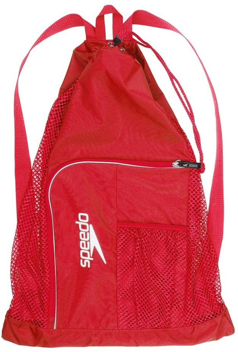 Speedo Unisex-Adult Deluxe Ventilator Mesh Equipment Bag, Stripe Multi Sporting Goods > Outdoor Recreation > Boating & Water Sports > Swimming Speedo Red One Size 