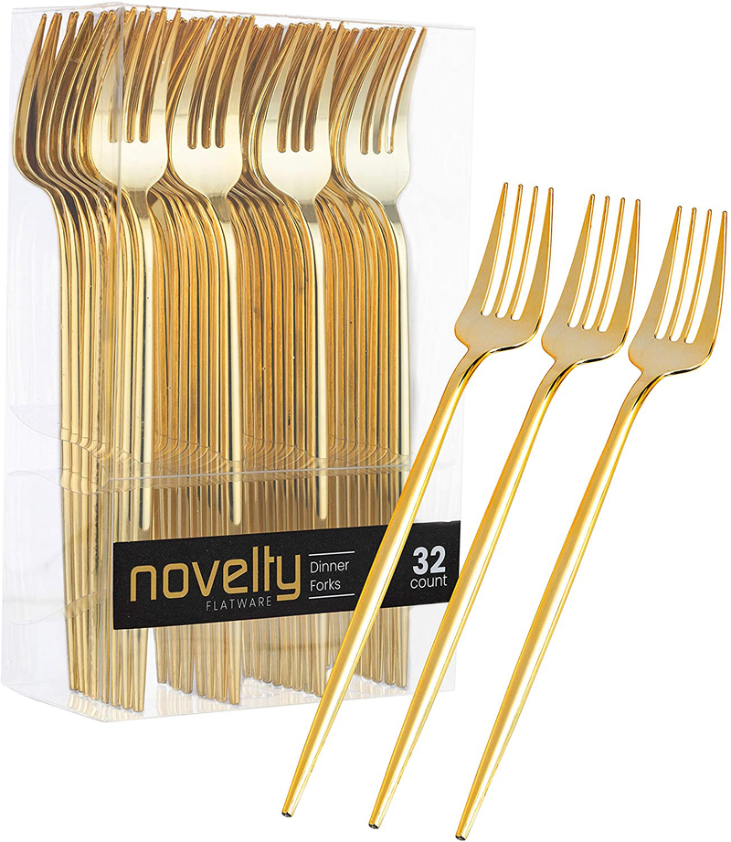 Novelty Modern Flatware, Cutlery, Disposable Plastic Dinner forks Luxury Gold 64 Count Home & Garden > Kitchen & Dining > Tableware > Flatware > Flatware Sets PLASTICPRO Forks 32 