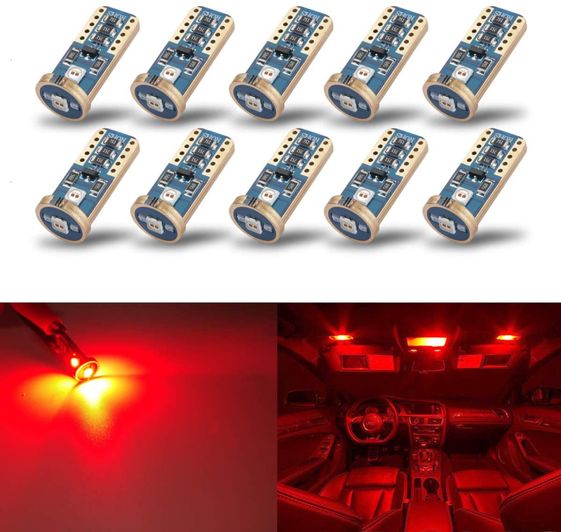 iBrightstar Newest Extremely Bright Wedge T10 168 194 LED Bulbs For Car Interior Dome Map Door Courtesy License Plate Lights, Purple Vehicles & Parts > Vehicle Parts & Accessories > Motor Vehicle Parts > Motor Vehicle Interior Fittings IBrightstar-T10-3030-3P Red  