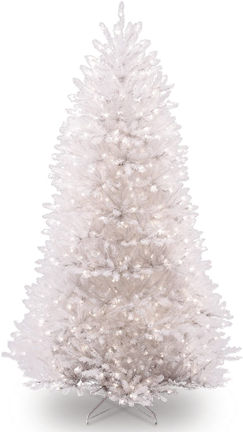 National Tree Company Pre-lit Artificial Christmas Tree | Includes Pre-strung White Lights and Stand | Dunhill White Fir- 7.5 ft (DUWH-75LO) Home & Garden > Decor > Seasonal & Holiday Decorations > Christmas Tree Stands National Tree 7.5 ft  