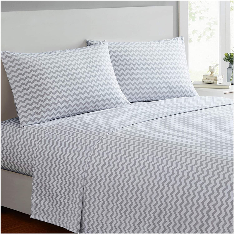 Mellanni Queen Sheet Set - Hotel Luxury 1800 Bedding Sheets & Pillowcases - Extra Soft Cooling Bed Sheets - Deep Pocket up to 16 inch Mattress - Wrinkle, Fade, Stain Resistant - 4 Piece (Queen, White) Home & Garden > Linens & Bedding > Bedding Mellanni Chevron Gray Twin XL 