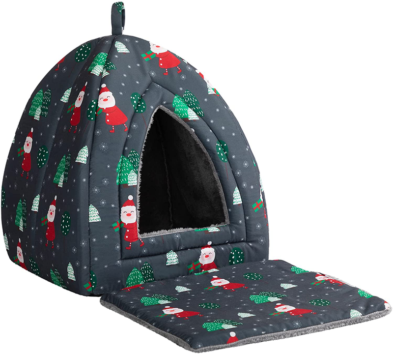 Hollypet Self-Warming 2 in 1 Foldable Comfortable Triangle Cat Bed Tent House Christmas Pet Bed Animals & Pet Supplies > Pet Supplies > Cat Supplies > Cat Beds Hollypet   