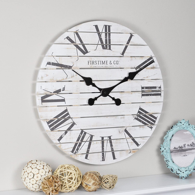 FirsTime & Co. Shiplap Farmhouse Wall Clock, American Crafted, White, 18 x 2 x 18, Home & Garden > Decor > Clocks > Wall Clocks FirsTime & Co.   