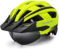 VICTGOAL Bike Helmet for Men Women with Led Light Detachable Magnetic Goggles Removable Sun Visor Mountain & Road Bicycle Helmets Adjustable Size Adult Cycling Helmets Sporting Goods > Outdoor Recreation > Cycling > Cycling Apparel & Accessories > Bicycle Helmets VICTGOAL Yellow  