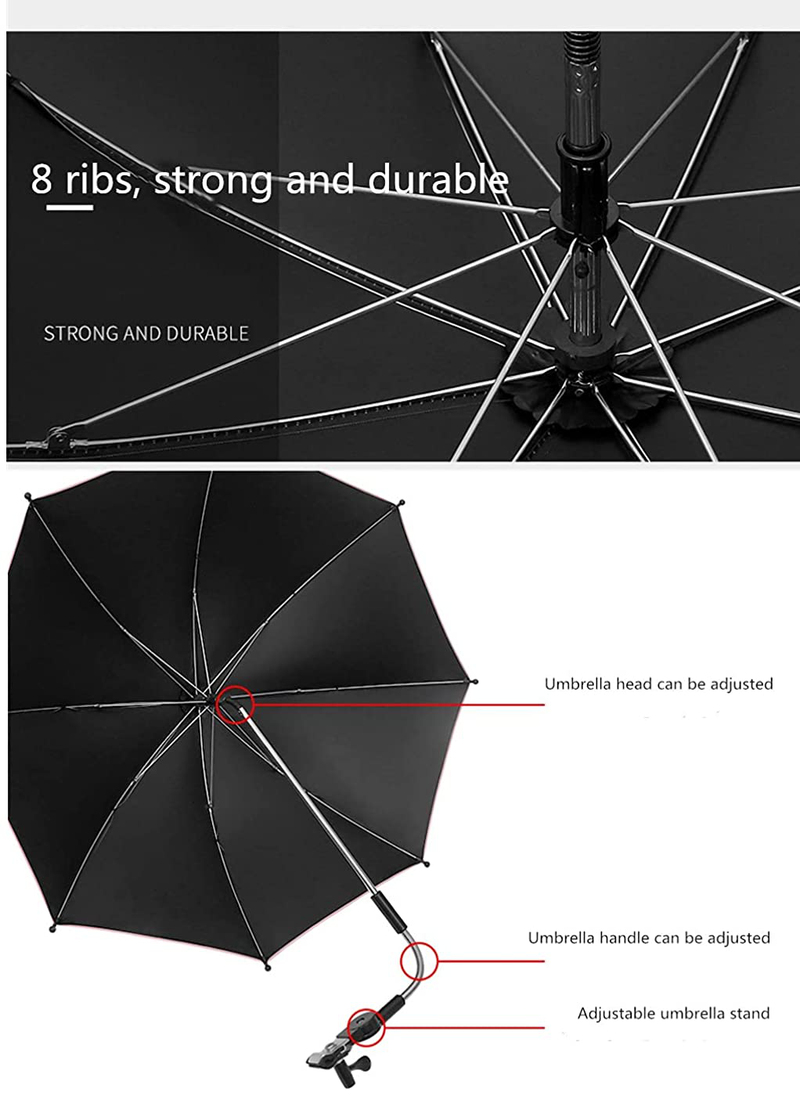 Portable Folding Sun Umbrella, Beach Umbrella with Universal Clamp, SPF 50+ Adjustable Golf Umbrella for Strollers, Beach Chairs, Wheelchairs Home & Garden > Lawn & Garden > Outdoor Living > Outdoor Umbrella & Sunshade Accessories Upwsma   