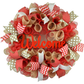 Front Door Welcome Wreaths - Mothers Day Gift - Burlap Everyday Year Round Outdoor Decor - Black Jute White - M5 Home & Garden > Decor > Seasonal & Holiday Decorations Pink Door Wreaths Red/Jute/White Welcome 