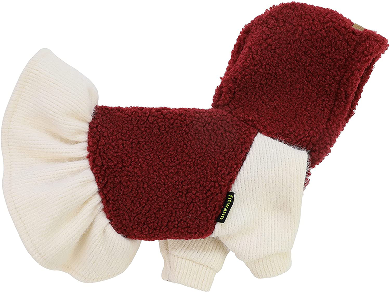 Fitwarm Fuzzy Sherpa Dog Winter Clothes Dog Hoodie Dresses Thermal Skirt Girl Doggie Dress Thick Jacket Puppy Outfits Coat Cat Sweatshirt Apparel Animals & Pet Supplies > Pet Supplies > Dog Supplies > Dog Apparel Fitwarm   