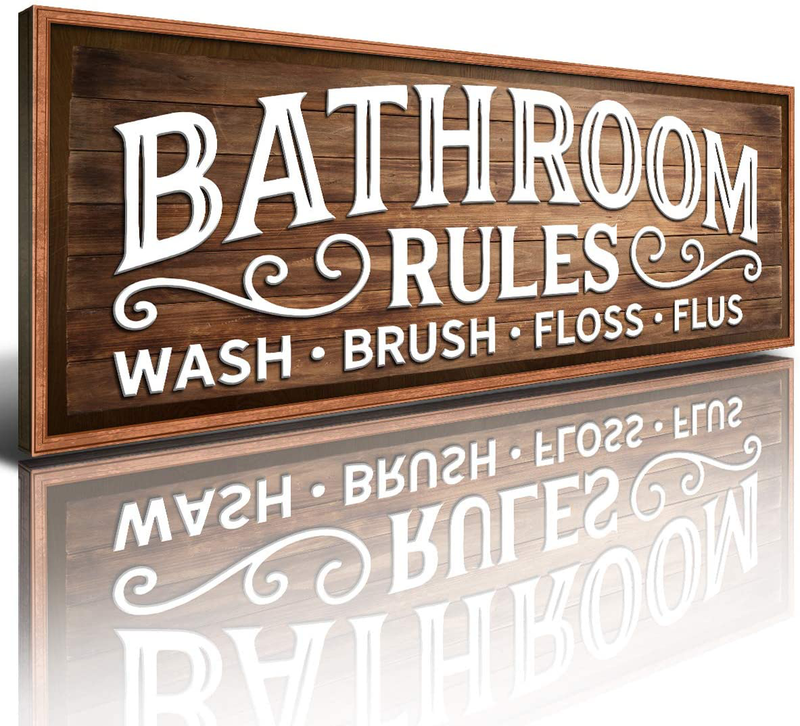 Laundry Signs Wall Decor Farmhouse Brown Canvas Wall Art Vintage Washroom Printing for Toilet Bathroom Rustic Wood Plaque Prints Picture Modern Framed Poster Artworks Home Decoration 6 X 17 Inch Home & Garden > Decor > Artwork > Posters, Prints, & Visual Artwork DAXIRPI Bathroom 6 X 17 inch 