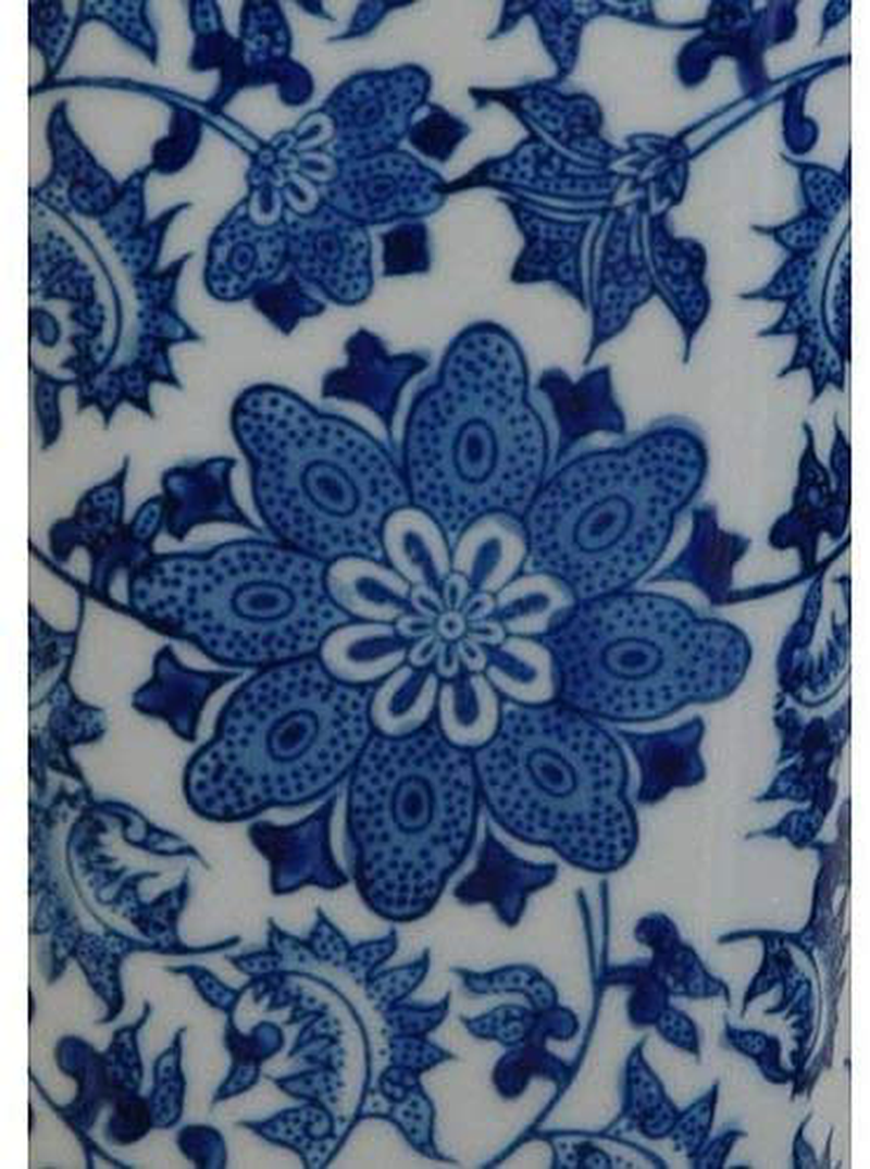 Oriental Furniture 12" Floral Blue & White Porcelain Vase Home & Garden > Decor > Vases ORIENTAL Furniture   