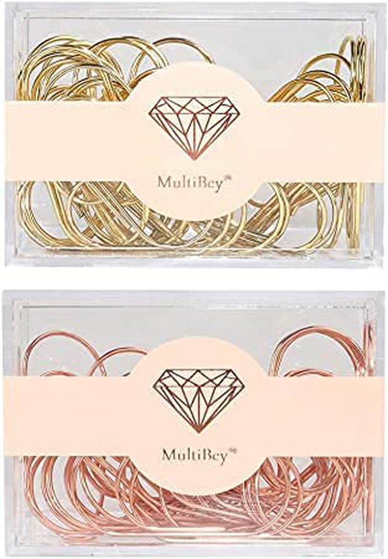 Rose Gold Jumbo Paper Clips, Multibey 2" Non-Skid Metallic Large Paperclips Bookmark in Acrylic Holder Office School Supplies Decor, 30PCS Per Box (Rose Gold) Home & Garden > Decor > Seasonal & Holiday Decorations MultiBey Gold and Rose Gold, 2 Packs  