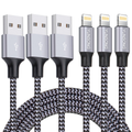 iPhone Charger, YUNSONG 3Pack 6FT Nylon Braided Lightning Cable Fast Charging High Speed Data Sync USB Cord Compatible with iPhone 12 11 Pro Max XS XR X 8 7 6S 6 Plus SE 5S Electronics > Electronics Accessories > Power > Power Adapters & Chargers YUNSONG Grey  