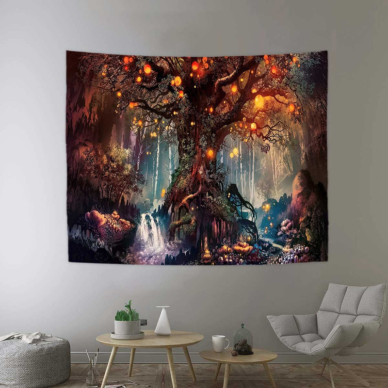 DBLLF Fantasy Plant Magical Forest Tapestry Fantasy Fairy Tales Tapestry A Large Flannel Life Tree Elves Waterfalls Stream Fairy Tales Wall Art Hanging with River Bedroom Living Room 80" 60" DBZY0425 Home & Garden > Decor > Artwork > Decorative TapestriesHome & Garden > Decor > Artwork > Decorative Tapestries DBLLF 60Wx51L  