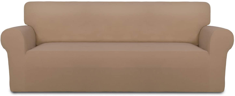 PureFit Super Stretch Chair Sofa Slipcover – Spandex Non Slip Soft Couch Sofa Cover, Washable Furniture Protector with Non Skid Foam and Elastic Bottom for Kids, Pets （Sofa， Dark Gray） Home & Garden > Decor > Chair & Sofa Cushions PureFit Camel Large 