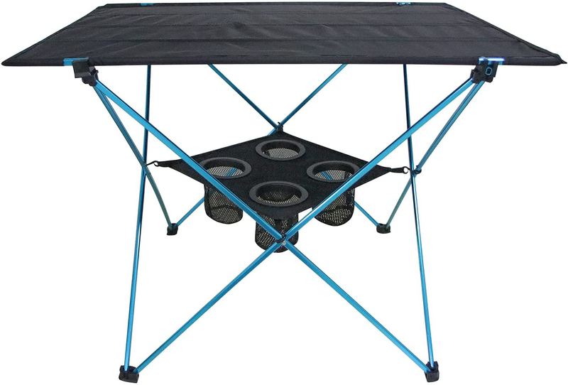 Sutekus Portable Camping Table with Cup Holders Lightweight Folding Camp Side Table for Camping, Picnic, Backpacks, Beach, Tailgating, Boat, Large (Red) Sporting Goods > Outdoor Recreation > Camping & Hiking > Camp Furniture Sutekus Blue  