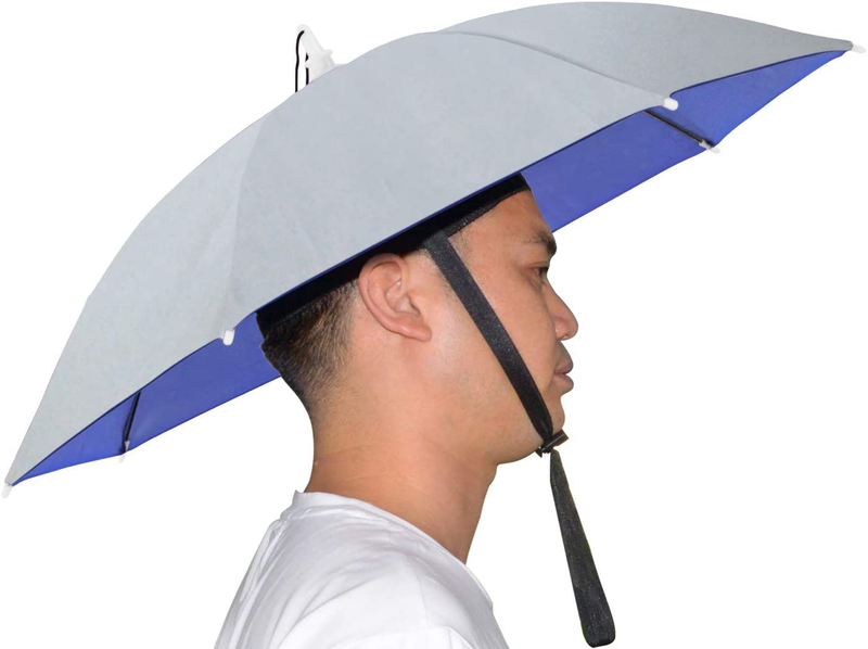 NEW-Vi Umbrella Hat, 25 inch Hands Free Umbrella Cap for Adults and Kids, Fishing Golf Gardening Sunshade Outdoor Headwear (Blue/Silver 2 Pcs) Home & Garden > Lawn & Garden > Outdoor Living > Outdoor Umbrella & Sunshade Accessories NEW-Vi Silver  