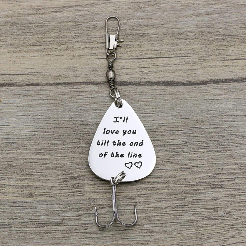 Melix Home Gift for Boyfriend Husband I'll Love You Till The End of The Line Fishing Lures Christmas Valentines's Day Hook, Line and Sinker Fisherman Gift for Husband