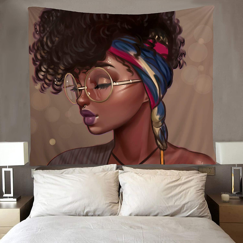 SARA NELL Afro Traditional Woman Scarf Tapestry African American Women Tapestries Wall Art Hippie Bedroom Living Room Dorm Wall Hanging Throw Bedspread 50x60 Inches Home & Garden > Decor > Artwork > Decorative Tapestries SARA NELL   