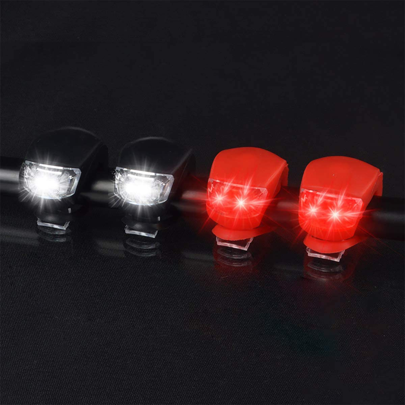 Malker Bicycle Light Front and Rear Silicone LED Bike Light Set - Bike Headlight and Taillight,Waterproof & Safety Road,Mountain Bike Lights,Batteries Included,4 Pack(2pcs White and 2pcs Red Light)