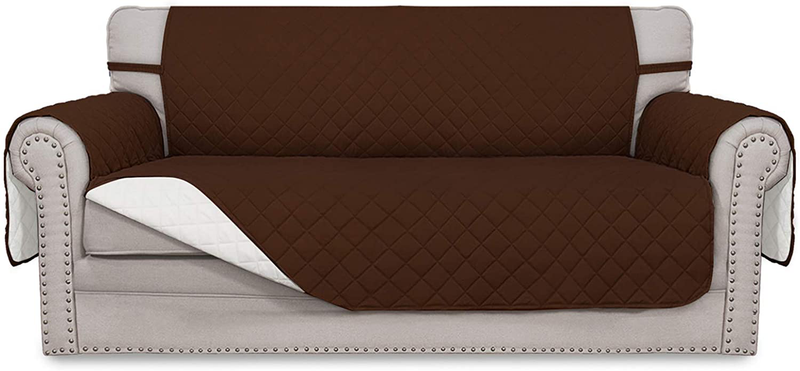 Easy-Going Sofa Slipcover Reversible Loveseat Sofa Cover Couch Cover for 2 Cushion Couch Furniture Protector with Elastic Straps for Pets Kids Dog Cat (Oversized Loveseat, Gray/Light Gray) Home & Garden > Decor > Chair & Sofa Cushions Easy-Going Coffee/Ivory 54'' 