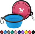Rest-Eazzzy Expandable Dog Bowls for Travel, 2-Pack Dog Portable Water Bowl for Dogs Cats Pet Foldable Feeding Watering Dish for Traveling Camping Walking with 2 Carabiners, BPA Free  Rest-Eazzzy Peach Pink&Blue S 
