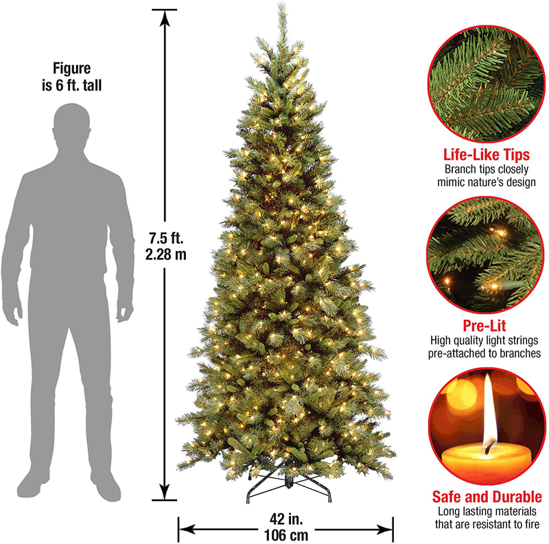 National Tree Company Pre-lit Artificial Christmas Tree | Includes Pre-strung White Lights and Stand | Tiffany Fir - 7.5 ft Home & Garden > Decor > Seasonal & Holiday Decorations > Christmas Tree Stands National Tree   